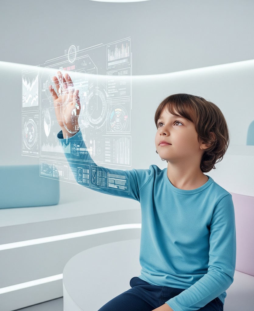 Children interacting with AI technology